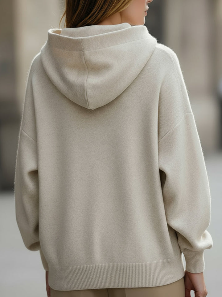 Ivory Relaxed Hoodie With Kangaroo Pocket