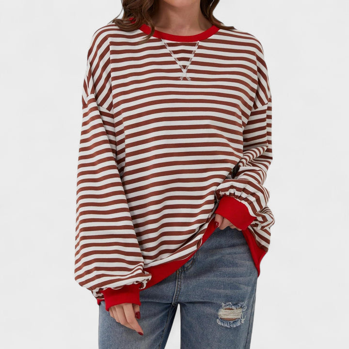 Ksenia - Long Sleeve Striped Pullover with Round Neck