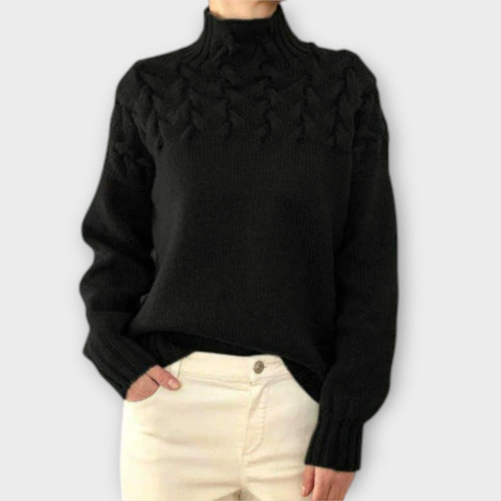 Eva - Women's Sweater with Knitted Details