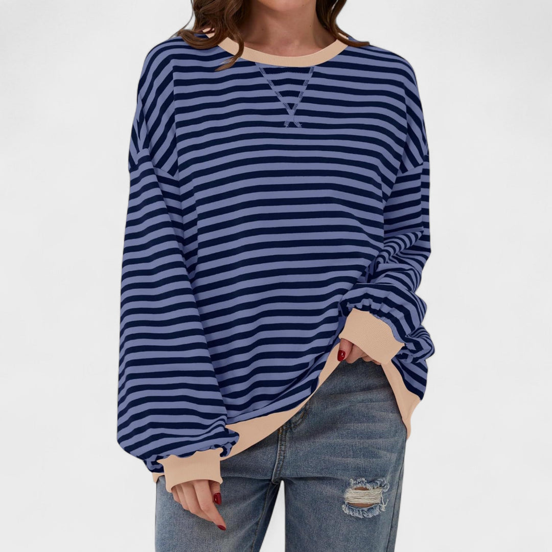 Ksenia - Long Sleeve Striped Pullover with Round Neck