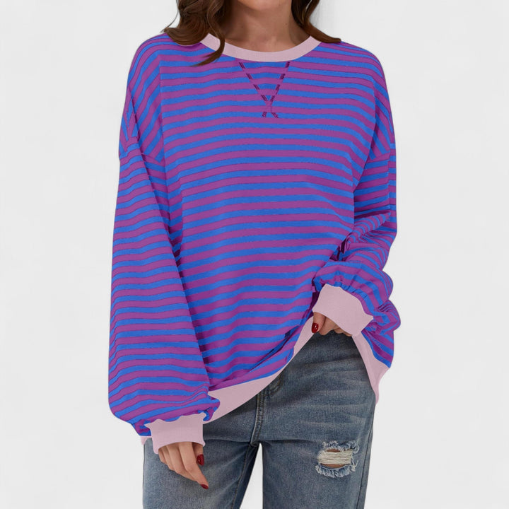 Ksenia - Long Sleeve Striped Pullover with Round Neck