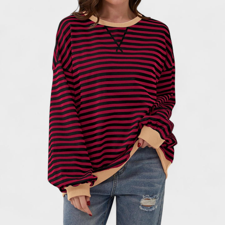 Ksenia - Long Sleeve Striped Pullover with Round Neck