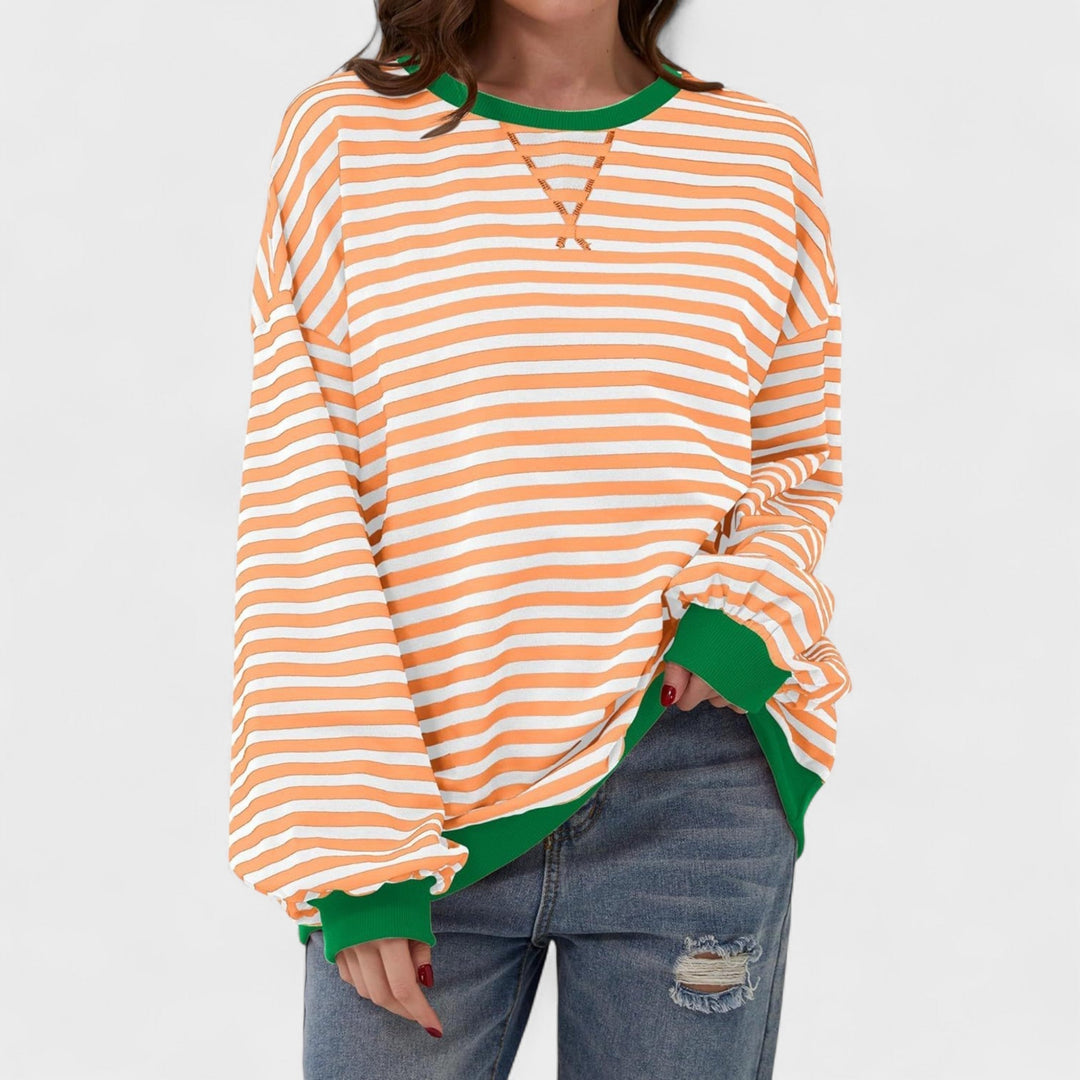 Ksenia - Long Sleeve Striped Pullover with Round Neck