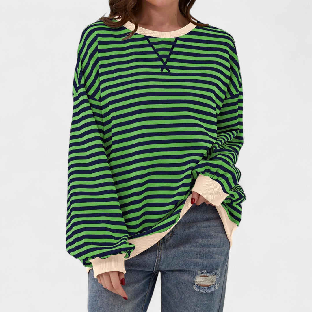Ksenia - Long Sleeve Striped Pullover with Round Neck