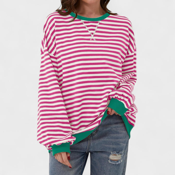 Ksenia - Long Sleeve Striped Pullover with Round Neck
