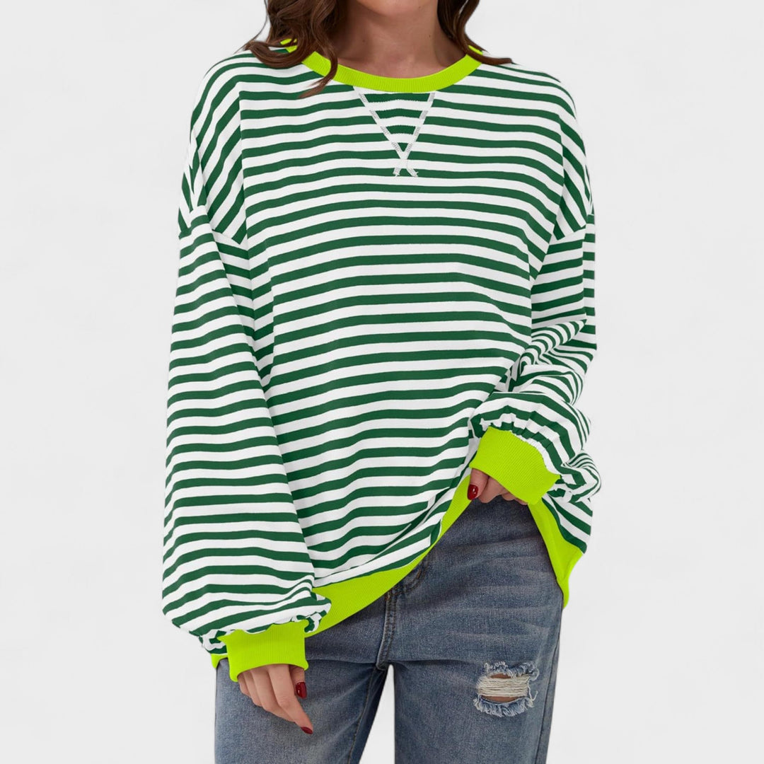 Ksenia - Long Sleeve Striped Pullover with Round Neck