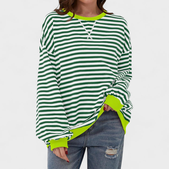 Ksenia - Long Sleeve Striped Pullover with Round Neck