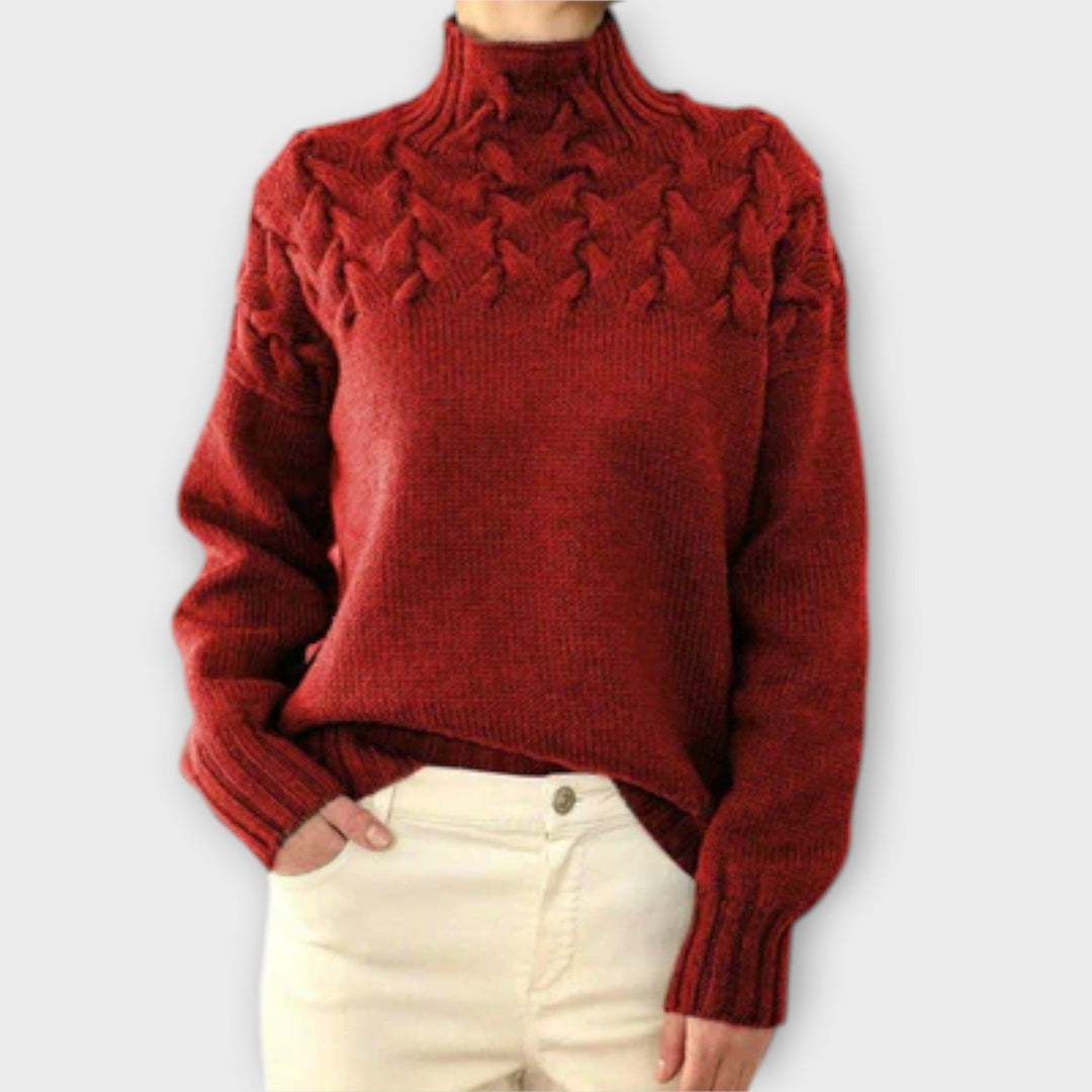 Eva - Women's Sweater with Knitted Details