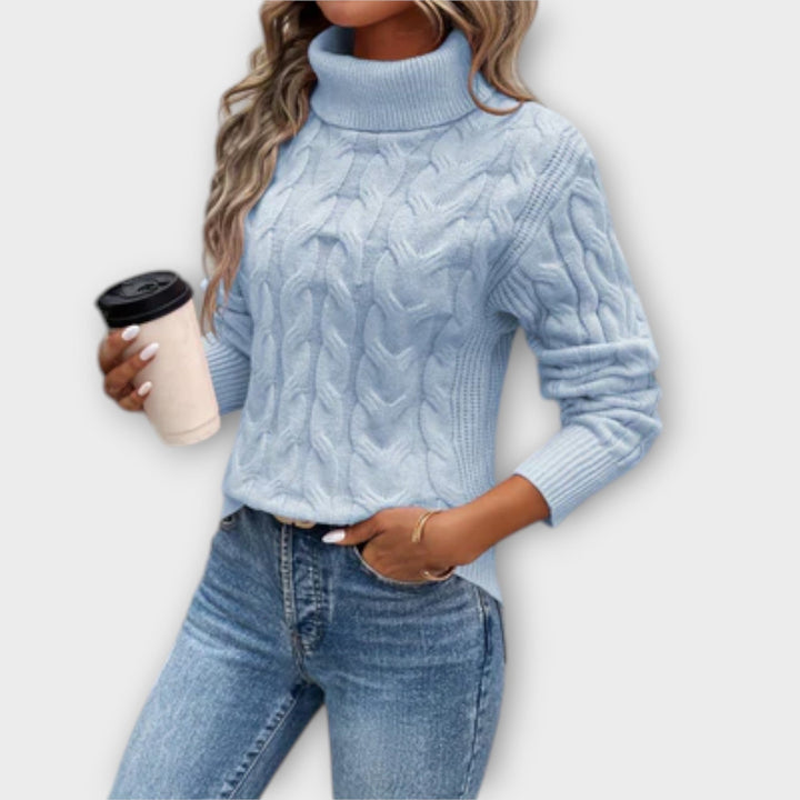 Amelia – Elegant Turtleneck Sweater with Mesh