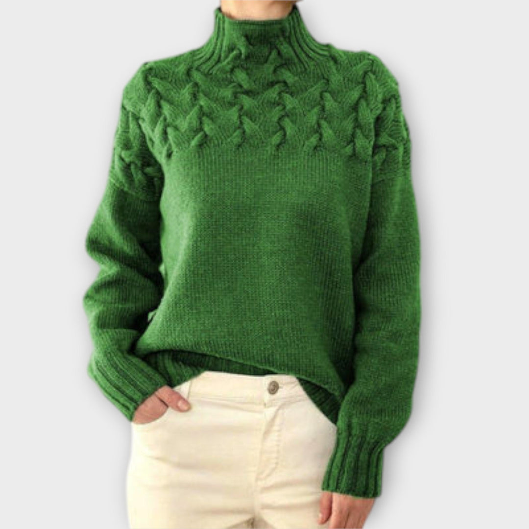 Eva - Women's Sweater with Knitted Details