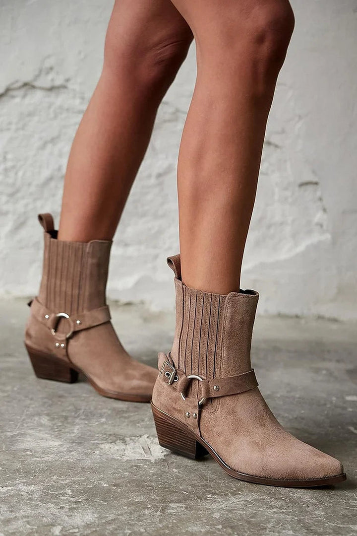 Anaïs™ | Western Suede Ankle Boots