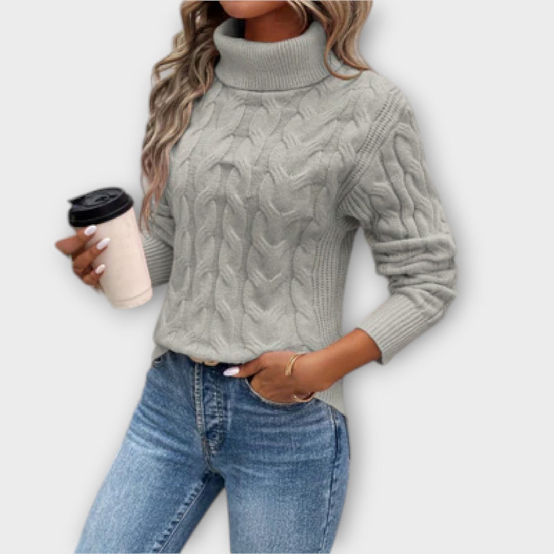 Amelia – Elegant Turtleneck Sweater with Mesh