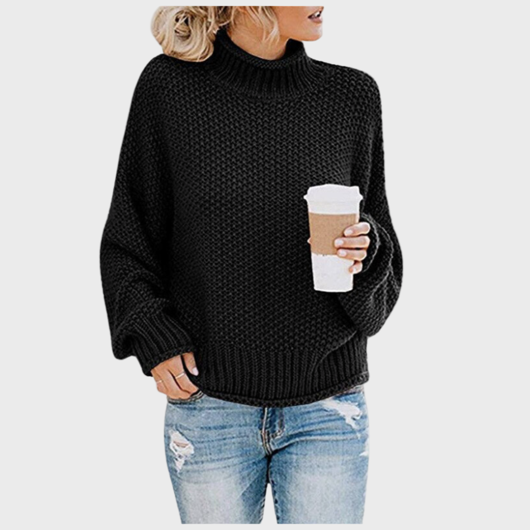 Knitted Women's Sweater with Collar for Everyday Use