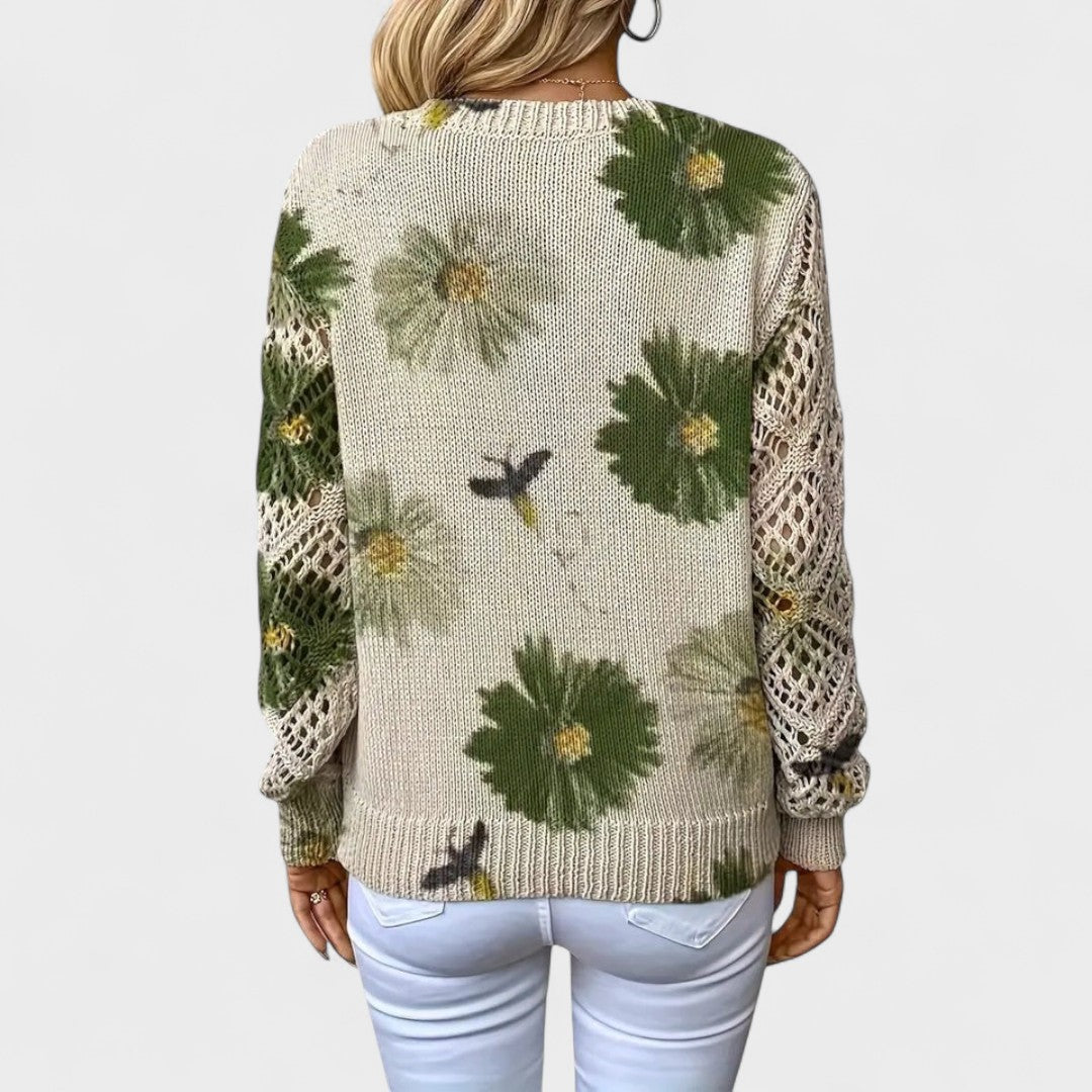 Milena - Elegant Sweater with Floral Motif