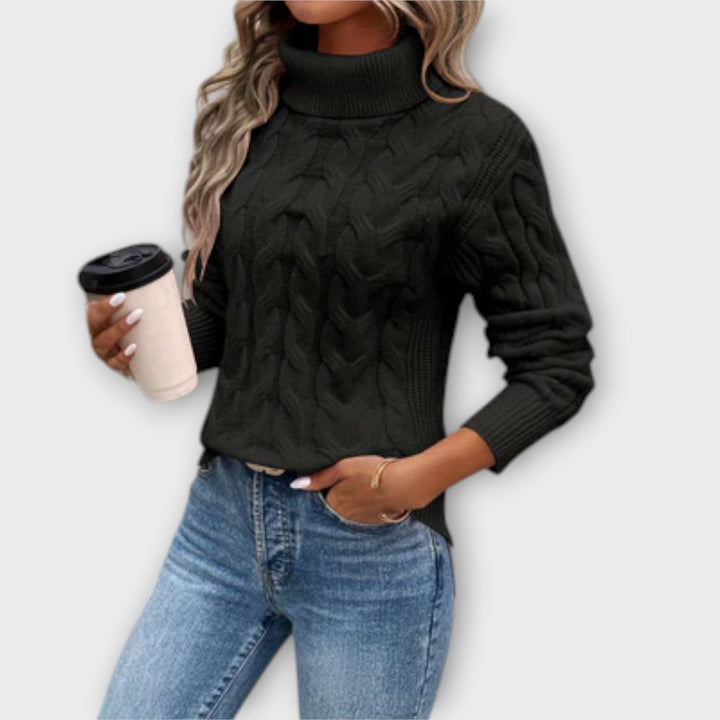 Amelia – Elegant Turtleneck Sweater with Mesh