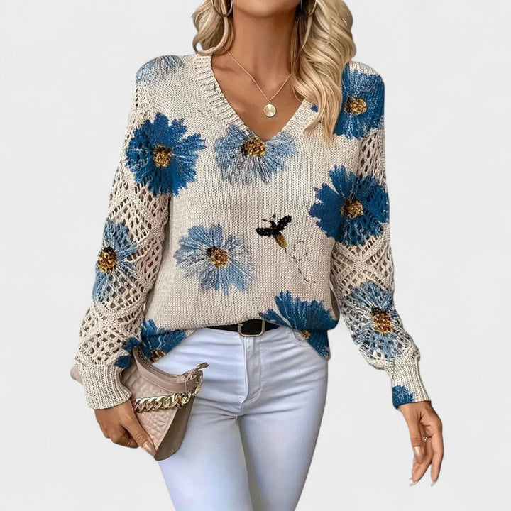 Milena - Elegant Sweater with Floral Motif