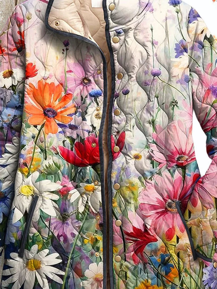 Women's Vintage Charming Floral Printed Casual Quilted Jacket (Pre-order, see description)