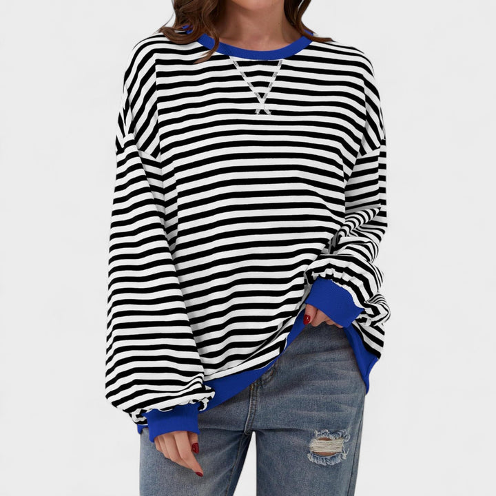 Ksenia - Long Sleeve Striped Pullover with Round Neck