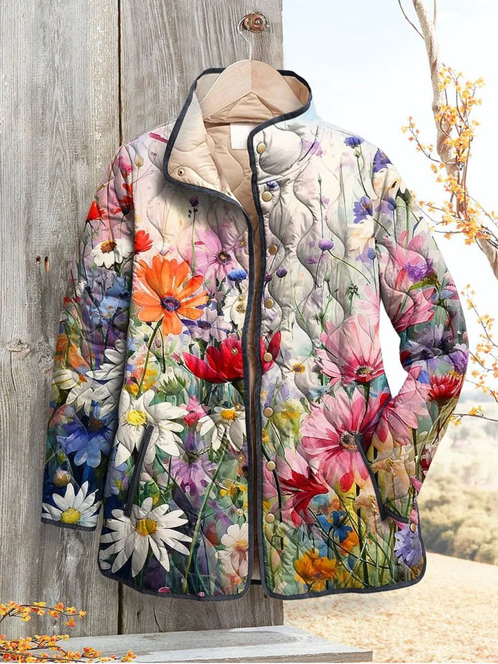 Women's Vintage Charming Floral Printed Casual Quilted Jacket (Pre-order, see description)