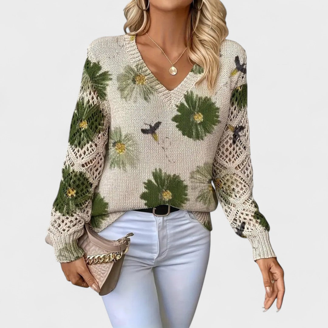 Milena - Elegant Sweater with Floral Motif