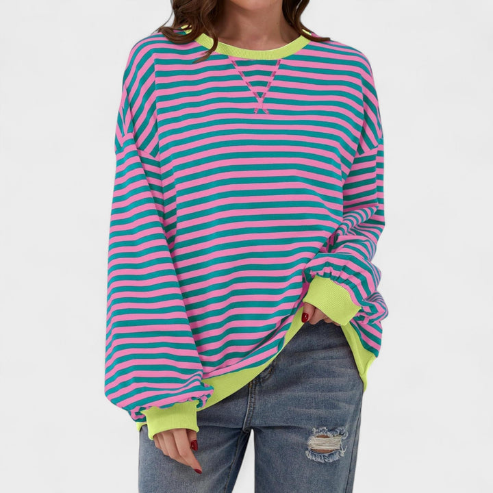 Ksenia - Long Sleeve Striped Pullover with Round Neck