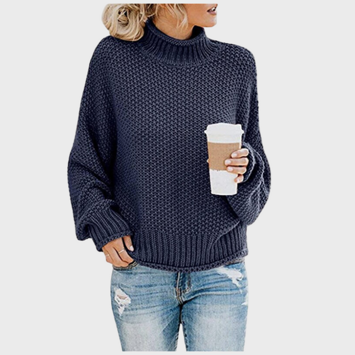 Knitted Women's Sweater with Collar for Everyday Use