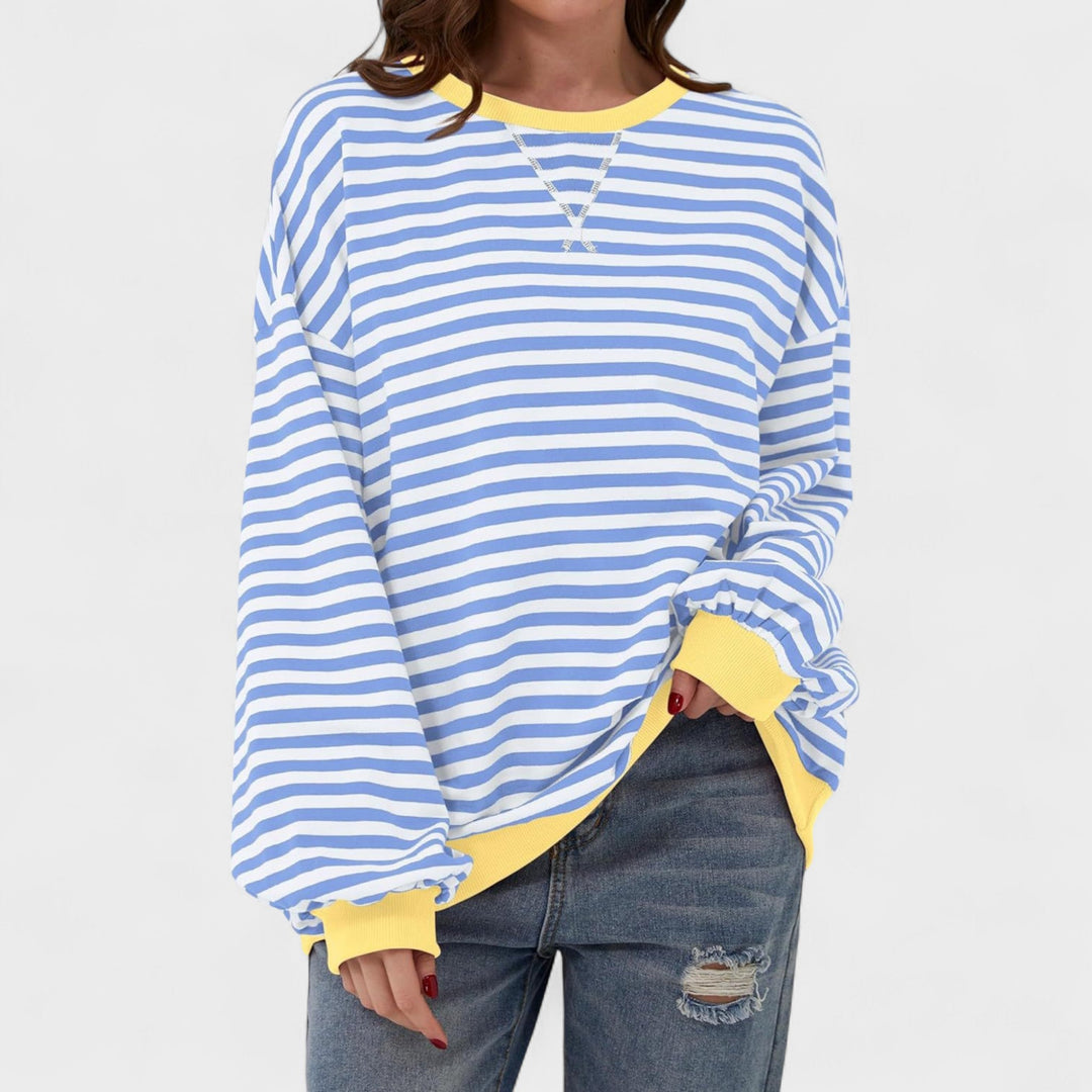 Ksenia - Long Sleeve Striped Pullover with Round Neck