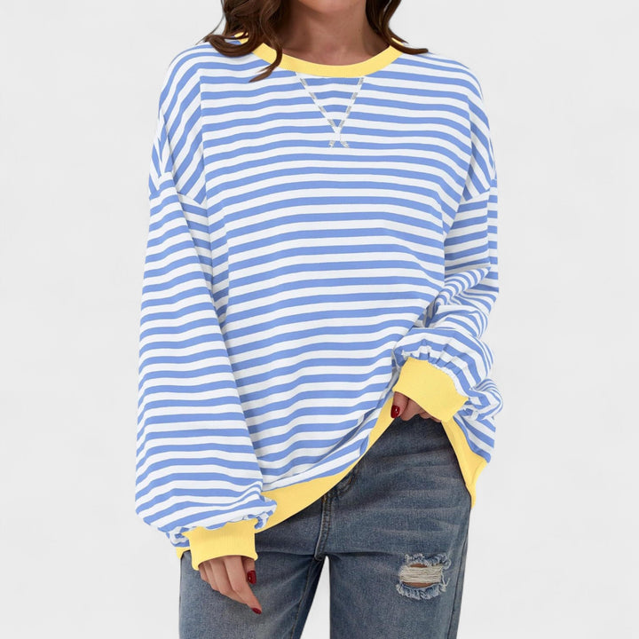 Ksenia - Long Sleeve Striped Pullover with Round Neck