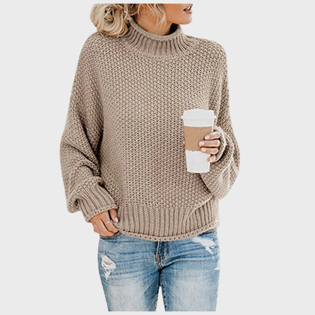 Knitted Women's Sweater with Collar for Everyday Use