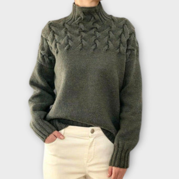 Eva - Women's Sweater with Knitted Details