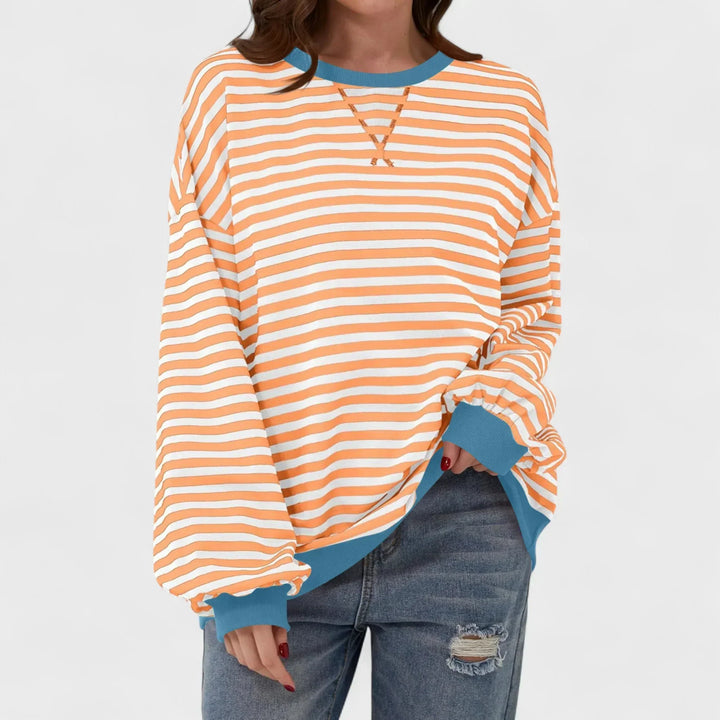 Ksenia - Long Sleeve Striped Pullover with Round Neck