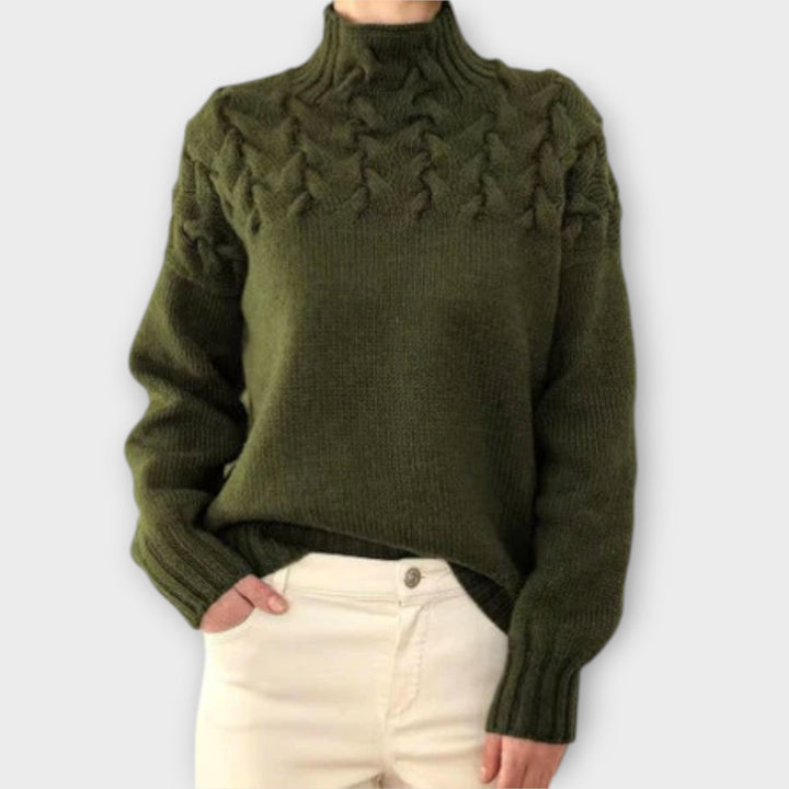 Eva - Women's Sweater with Knitted Details