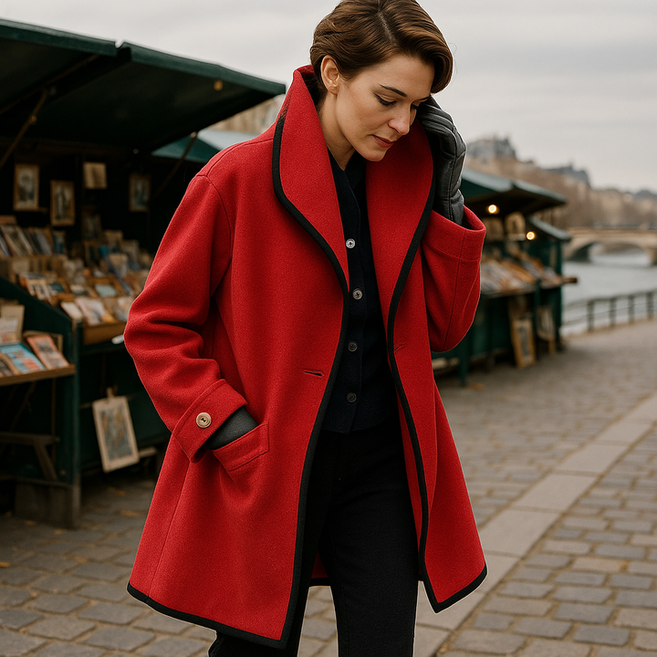 Naya | Chic coat with contrasting collar for women