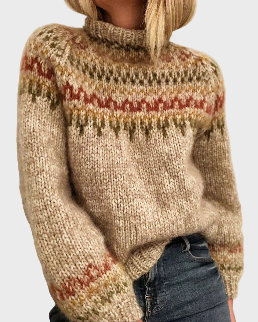 Knitted Women's Sweater with Round Neckline