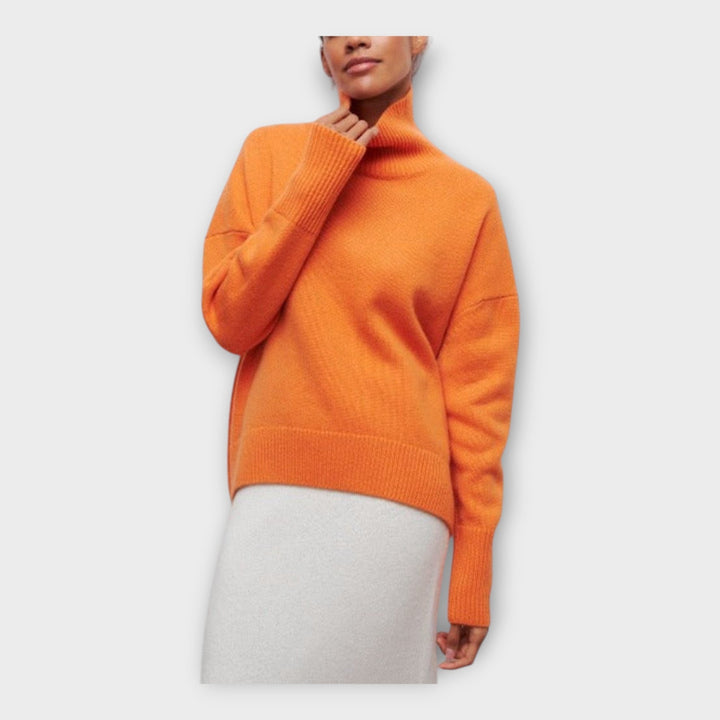 Braided Sweater with High Collar