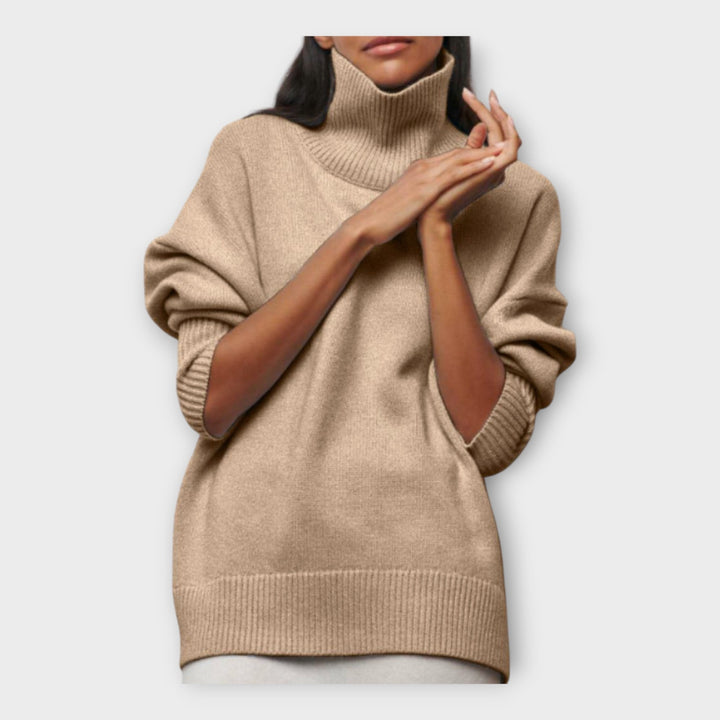 Braided Sweater with High Collar