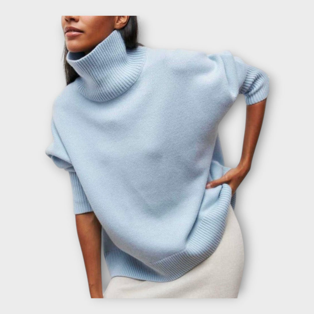 Braided Sweater with High Collar