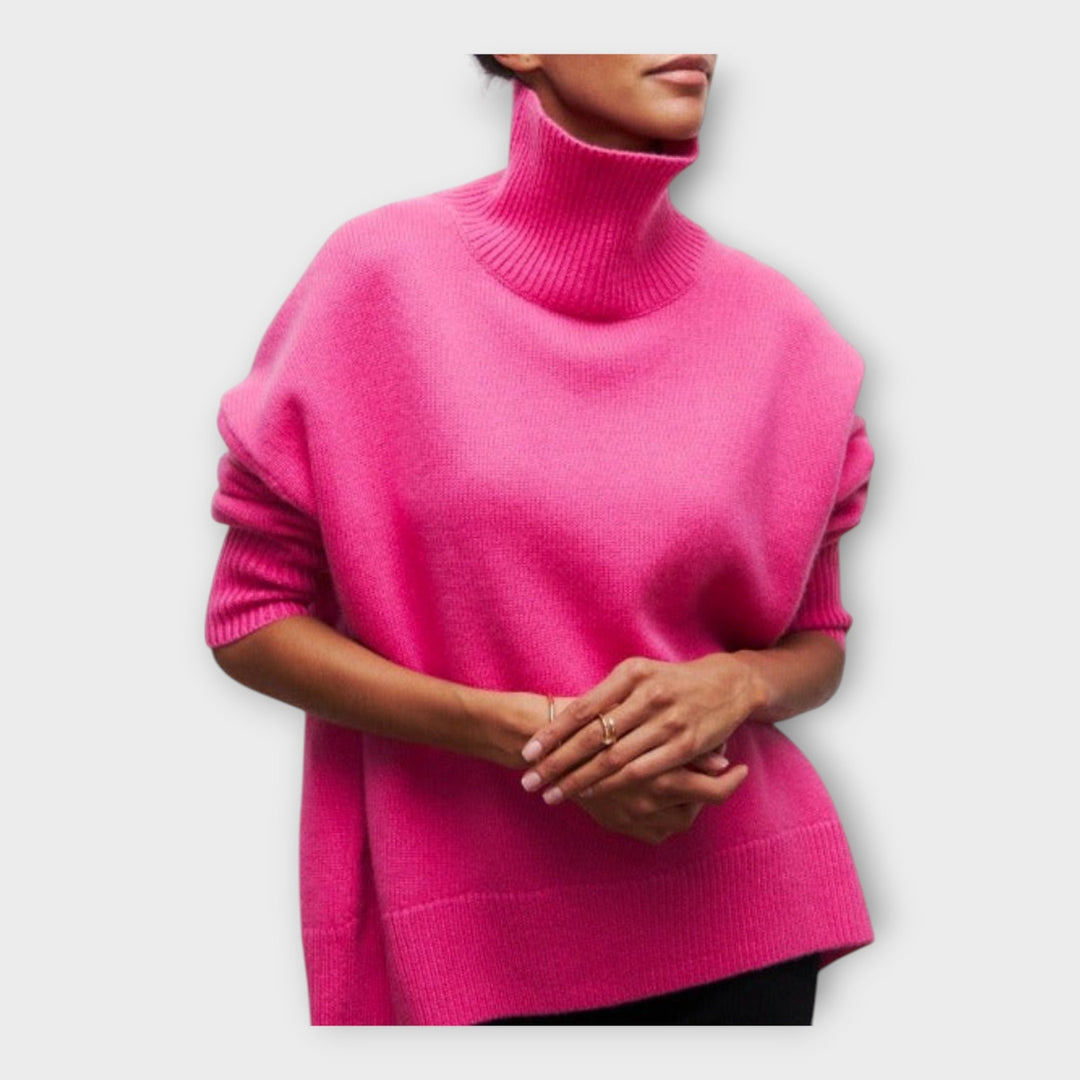 Braided Sweater with High Collar