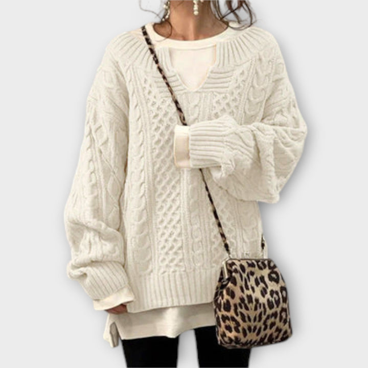 Lily - Oversized Knit Sweater with Cable Knit Pattern