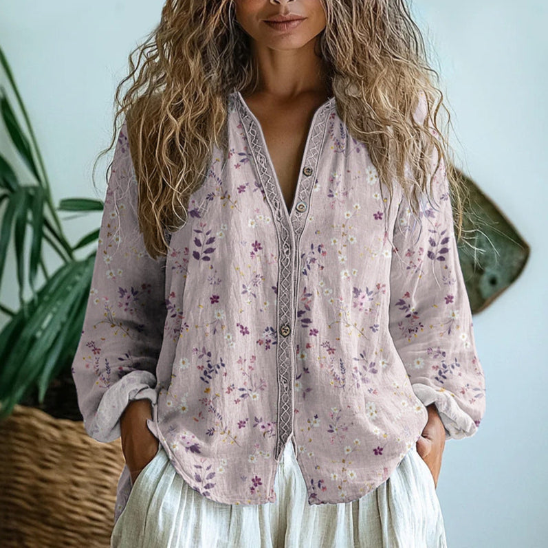 Mary Boutique™  | Ambre - Vintage Leaf Print Blouse