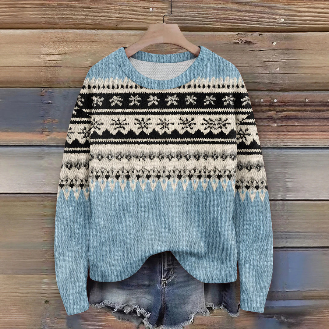 Christmas Ladies Printed Knitted Sweater Comfortable And Breathable Outdoor Round Neck Pullover Festival Atmosphere Costumes