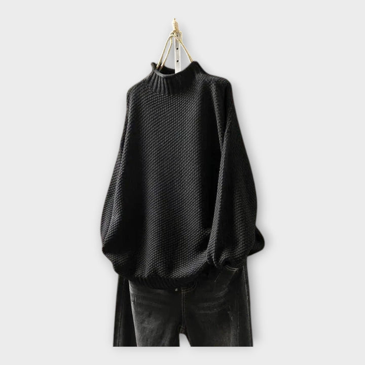 Knitted Blouse with High Collar