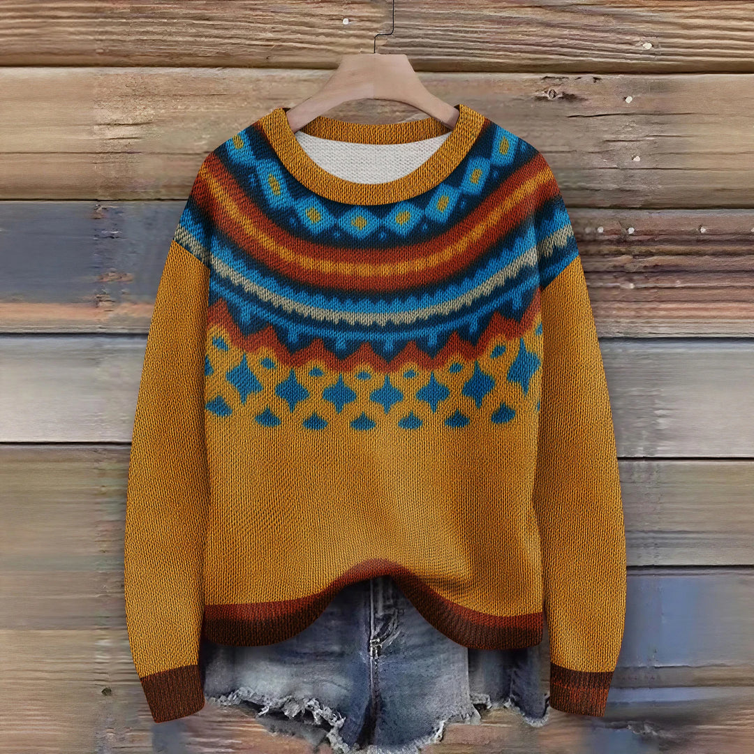 Christmas Ladies Printed Knitted Sweater Comfortable And Breathable Outdoor Round Neck Pullover Festival Atmosphere Costumes