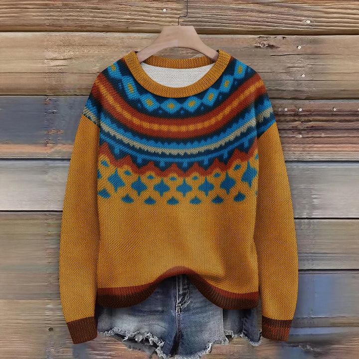 Christmas Ladies Printed Knitted Sweater Comfortable And Breathable Outdoor Round Neck Pullover Festival Atmosphere Costumes