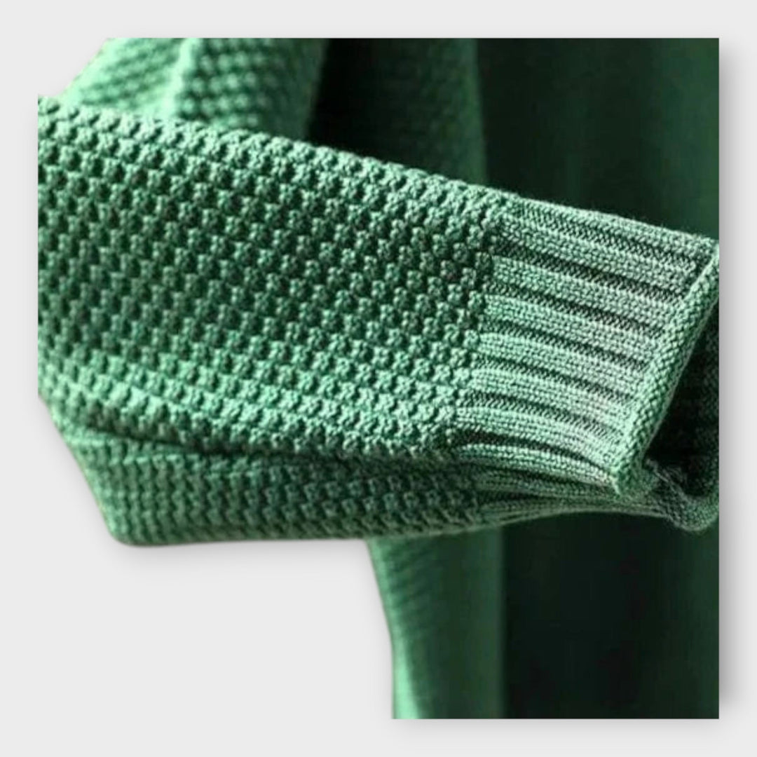 Knitted Blouse with High Collar