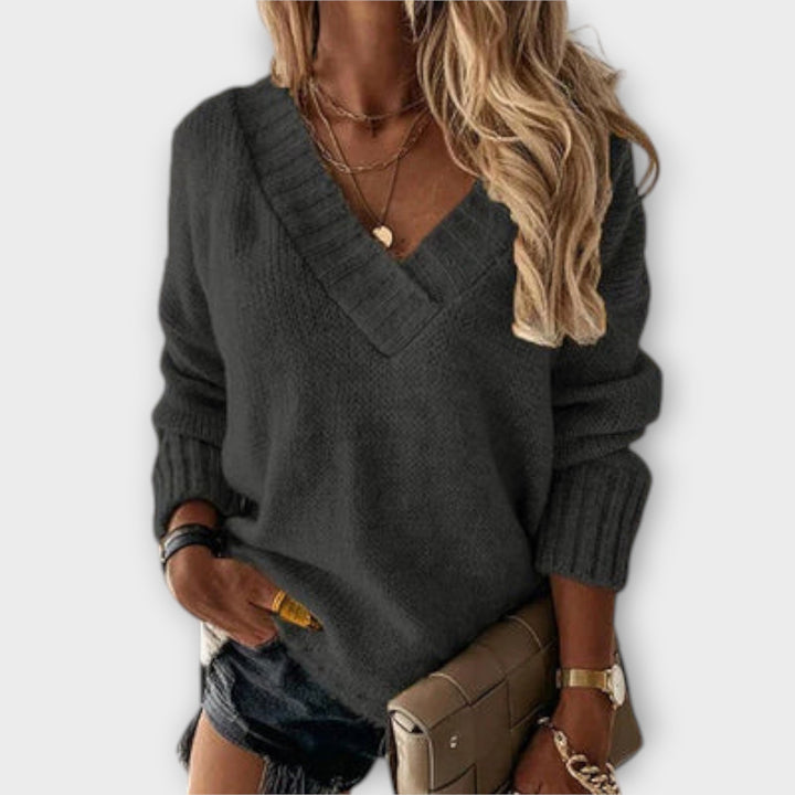 Jane - Comfortable V-Neck Sweater