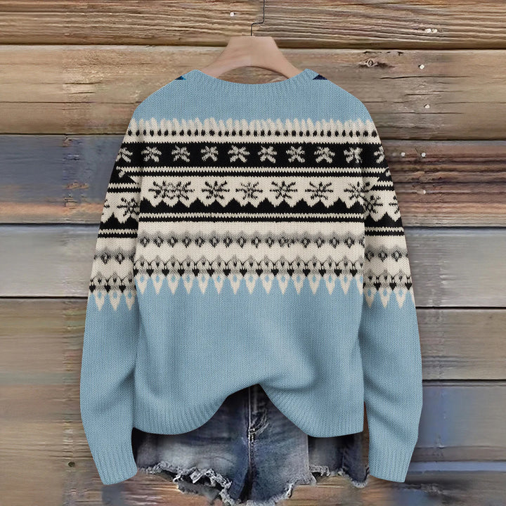 Christmas Ladies Printed Knitted Sweater Comfortable And Breathable Outdoor Round Neck Pullover Festival Atmosphere Costumes