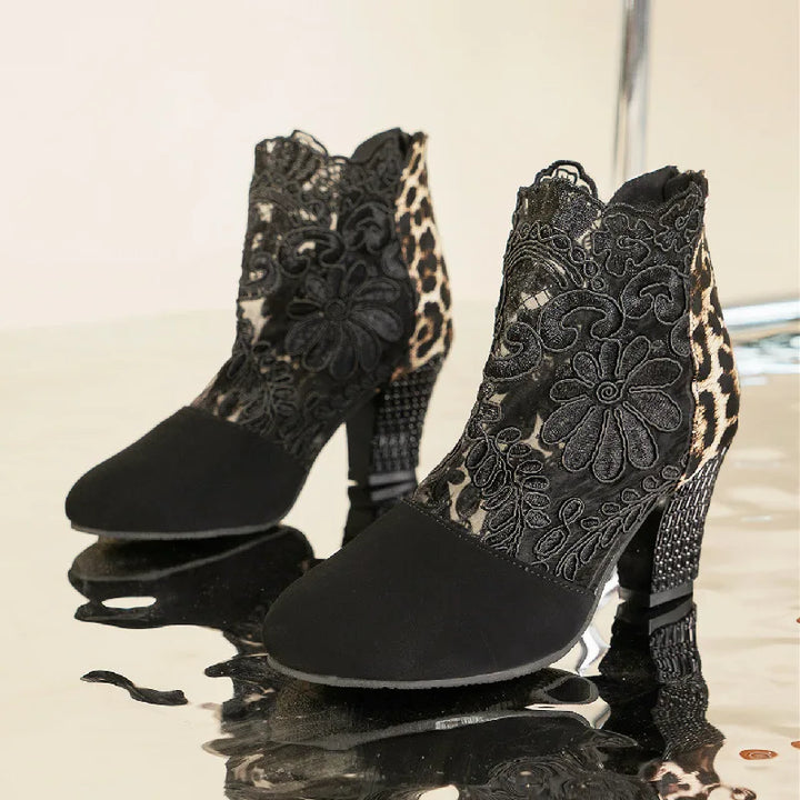 Heloise™ | Elegant Lacy High Heels Mesh Boots