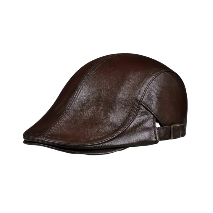 Hanz | Genuine leather adjustable newsboy cap