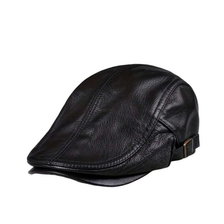 Hanz | Genuine leather adjustable newsboy cap